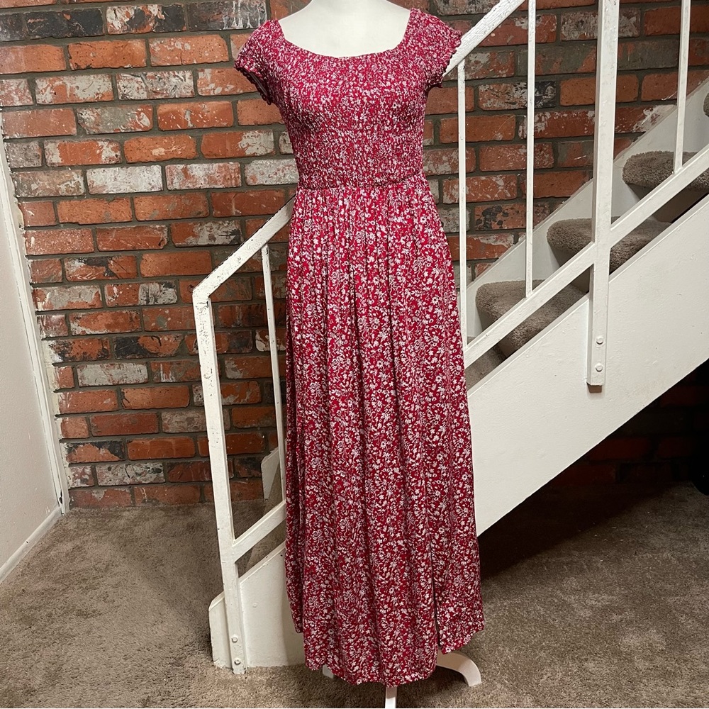 Floral Cap Sleeve Maxi Dress Large